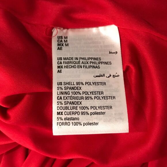 JM Collection Medium M Sheath Dress Sleeveless Red Lined Stretch V-Neck - Picture 9 of 10